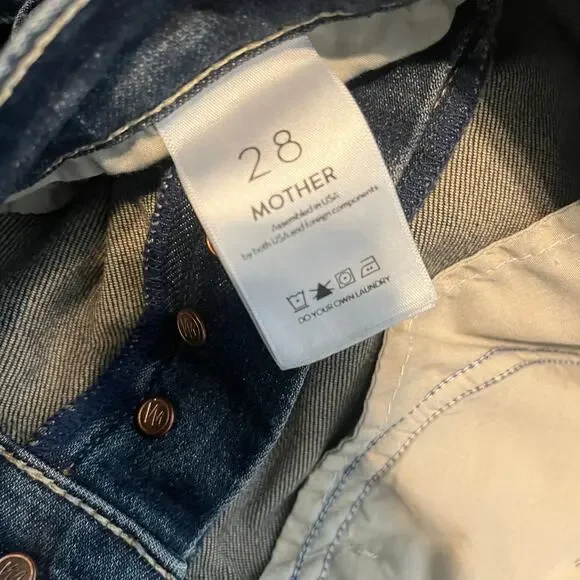 Mother The Stunner Fray Raw Hem Skinny Jeans Roasting Nuts Blue Size 28 - Picture 6 of 9